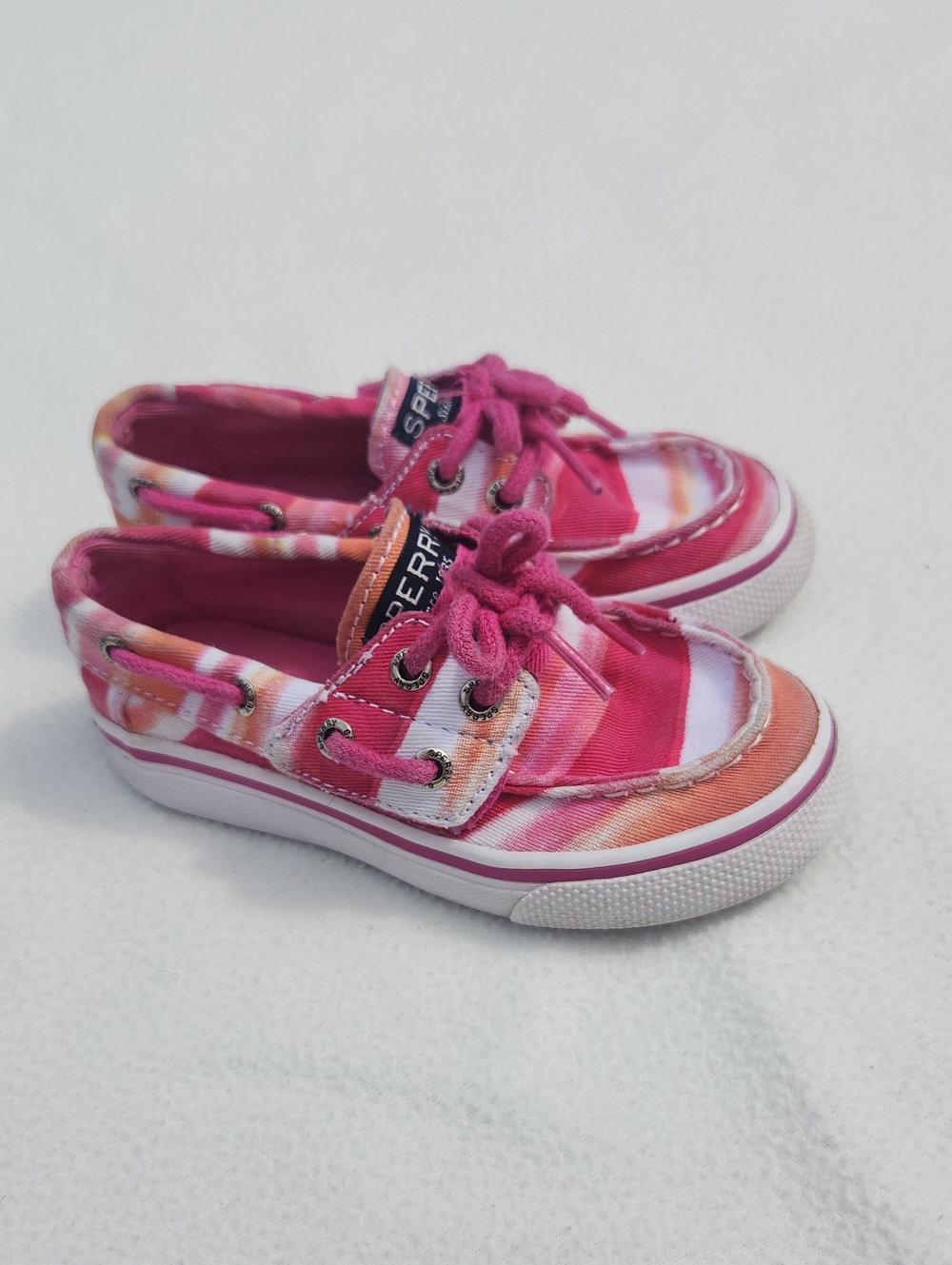​Sperry Top-Sider Bahama Jr Pink Stripe Boat Shoes Size 7.5M